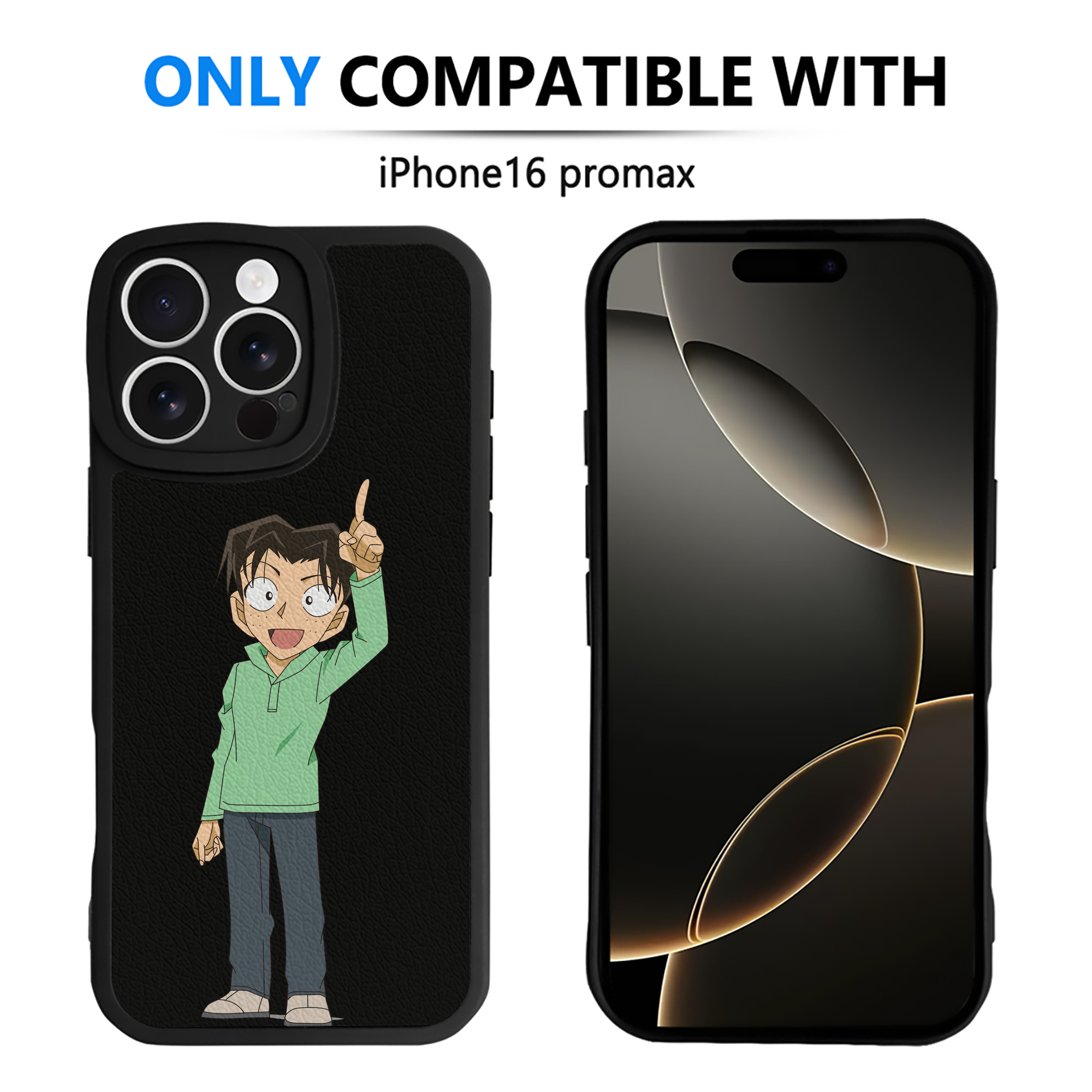 （画像用） 名探偵コナン 円谷 光彦 つぶらや みつひこ Detective Conan Mitch Tennyson 【iPhone 16シリーズ対応】シリコンスマホケース（レザー調） 材質：シリコン